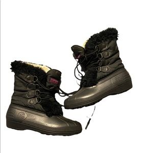 Sorel Black Fur Lace Up Boots